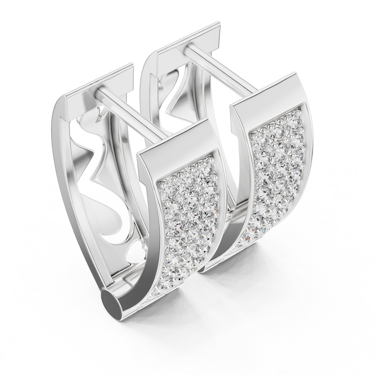 Regal Rectangular Pavé Diamond Hoops