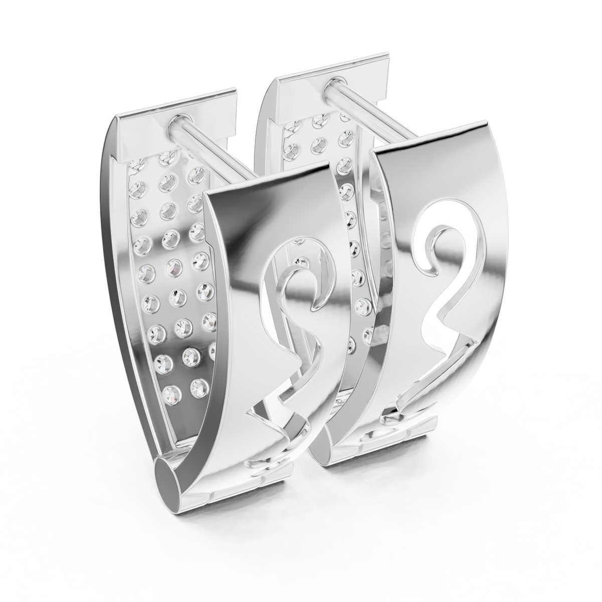 Regal Rectangular Pavé Diamond Hoops