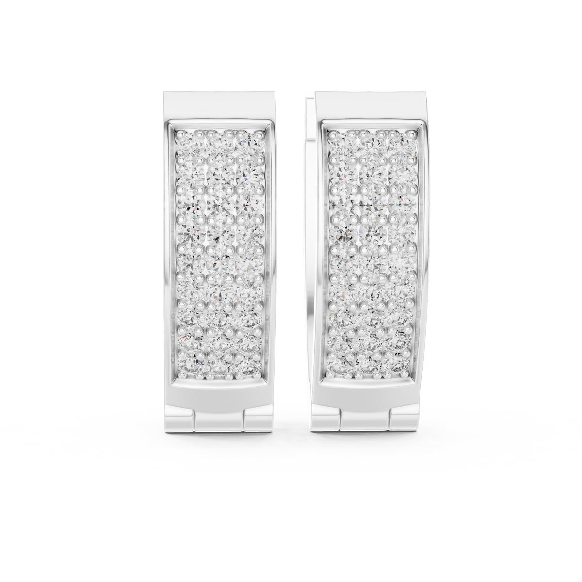 Regal Rectangular Pavé Diamond Hoops