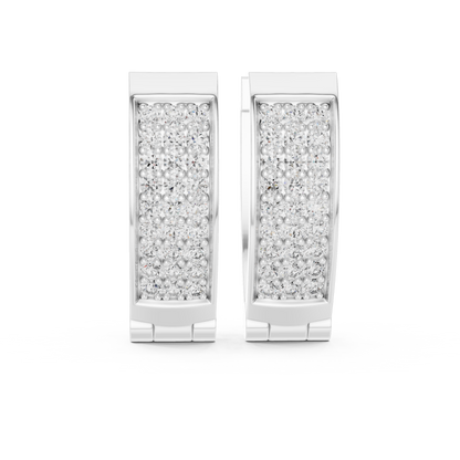 Regal Rectangular Pavé Diamond Hoops