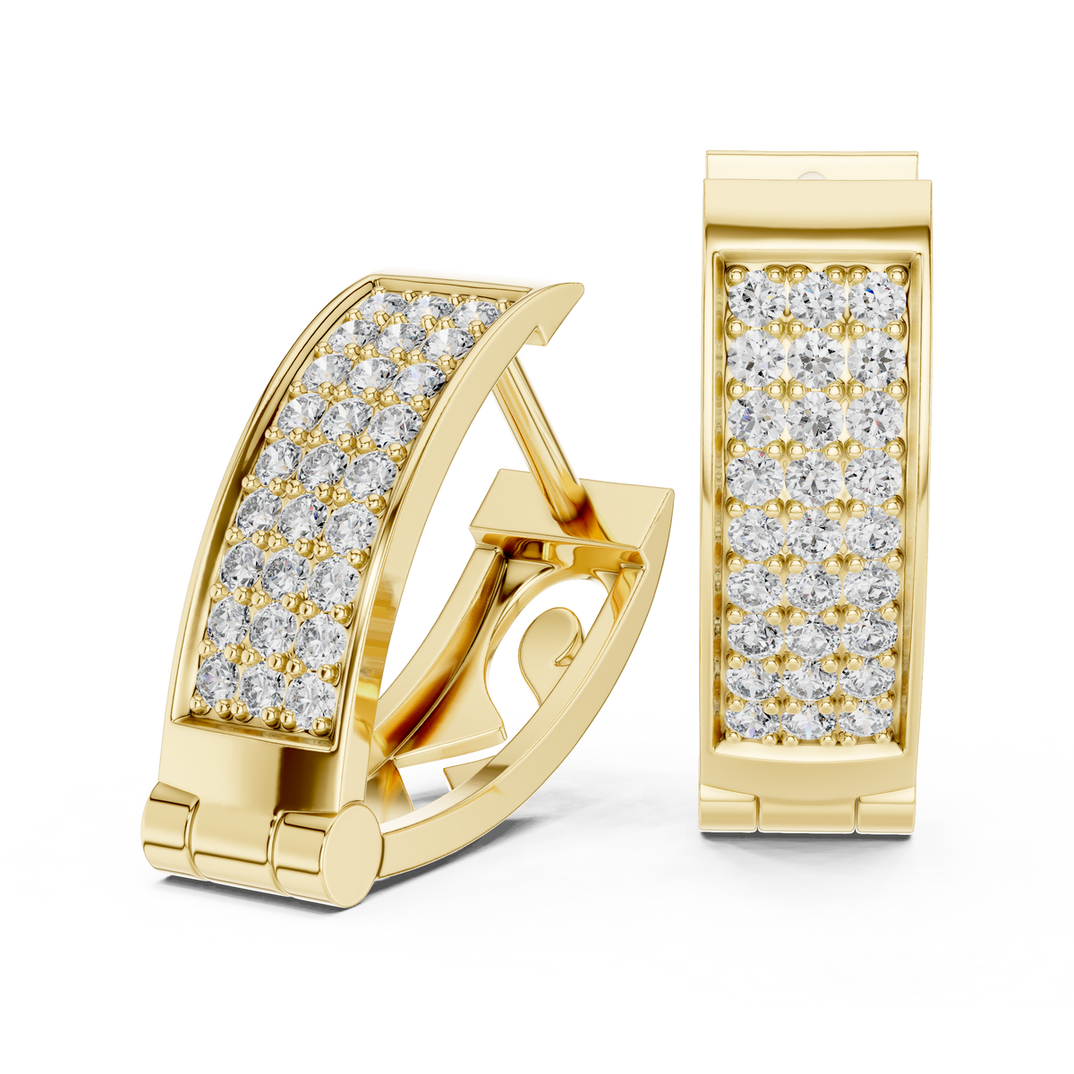 Regal Rectangular Pavé Diamond Hoops
