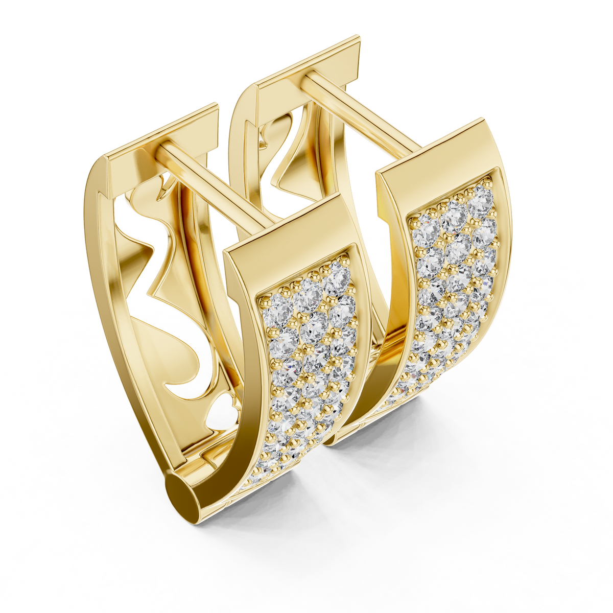 Regal Rectangular Pavé Diamond Hoops
