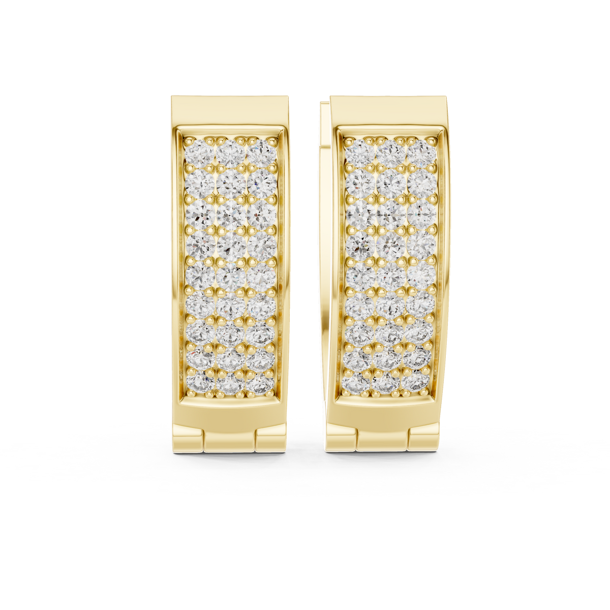 Regal Rectangular Pavé Diamond Hoops
