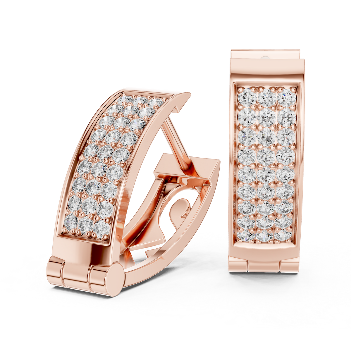 Regal Rectangular Pavé Diamond Hoops