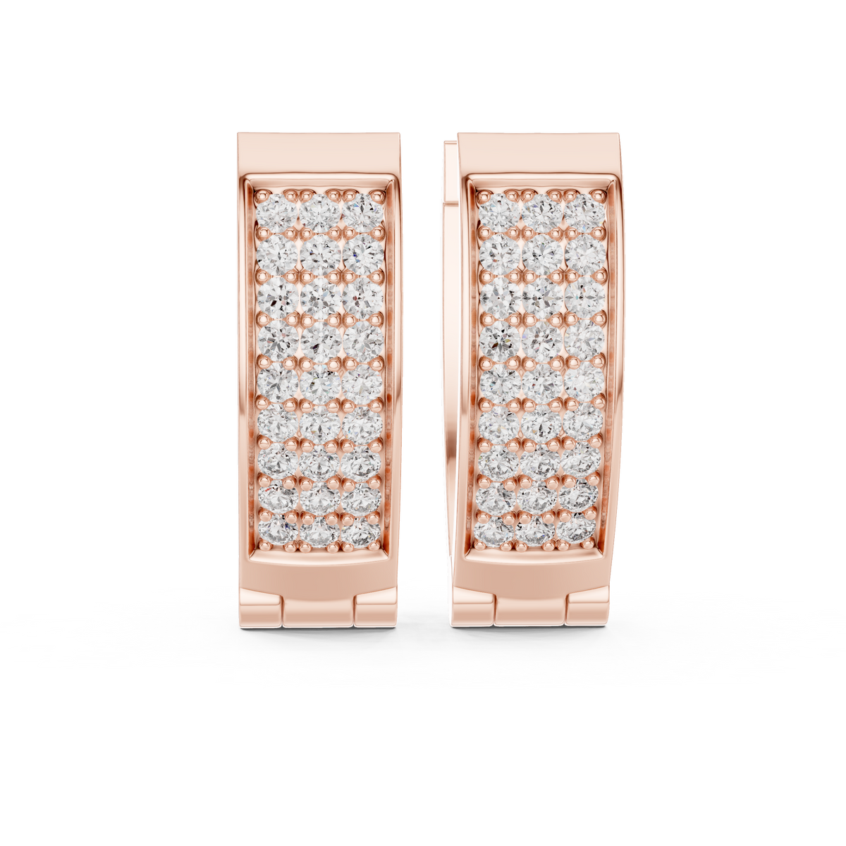 Regal Rectangular Pavé Diamond Hoops