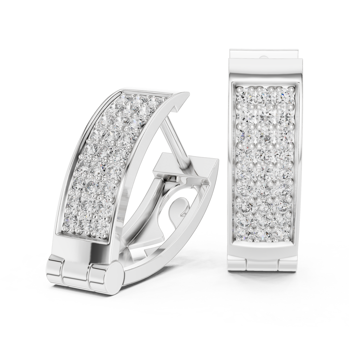 Regal Rectangular Pavé Diamond Hoops