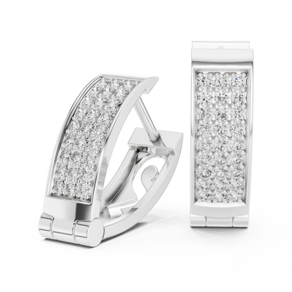 Regal Rectangular Pavé Diamond Hoops