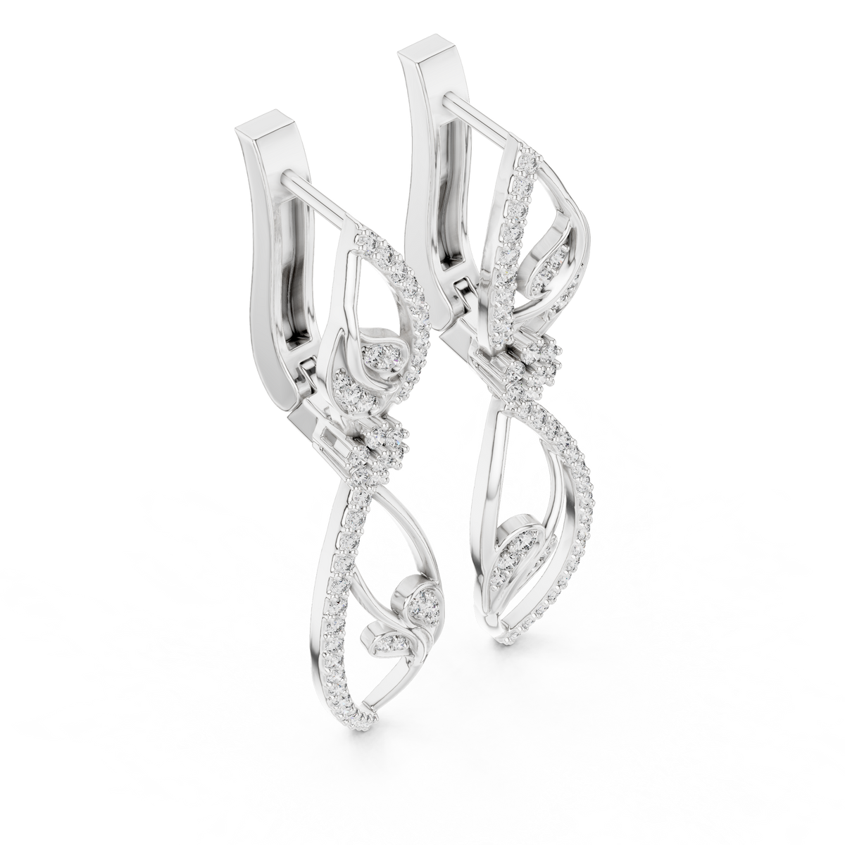Elegant Vine Cascade Diamond Drop Earring