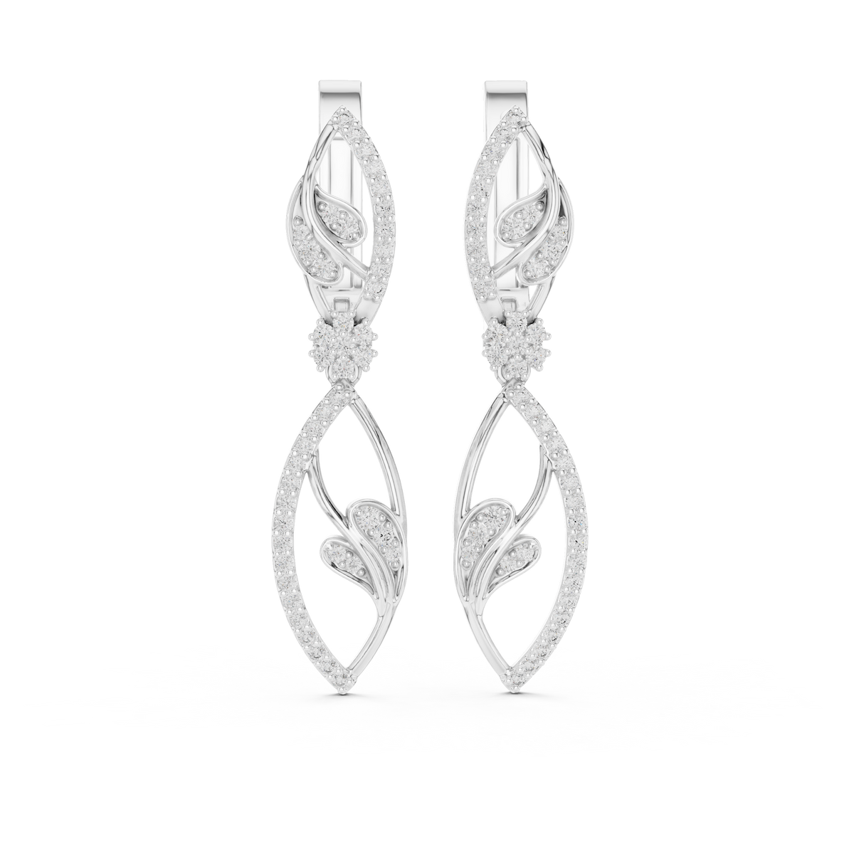Elegant Vine Cascade Diamond Drop Earring