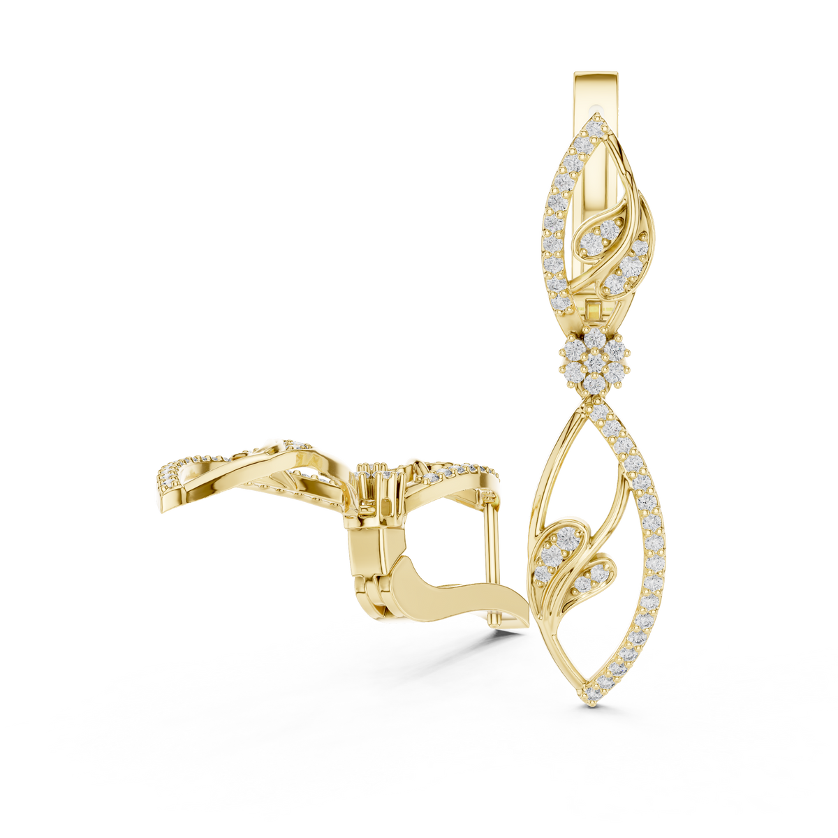 Elegant Vine Cascade Diamond Drop Earring