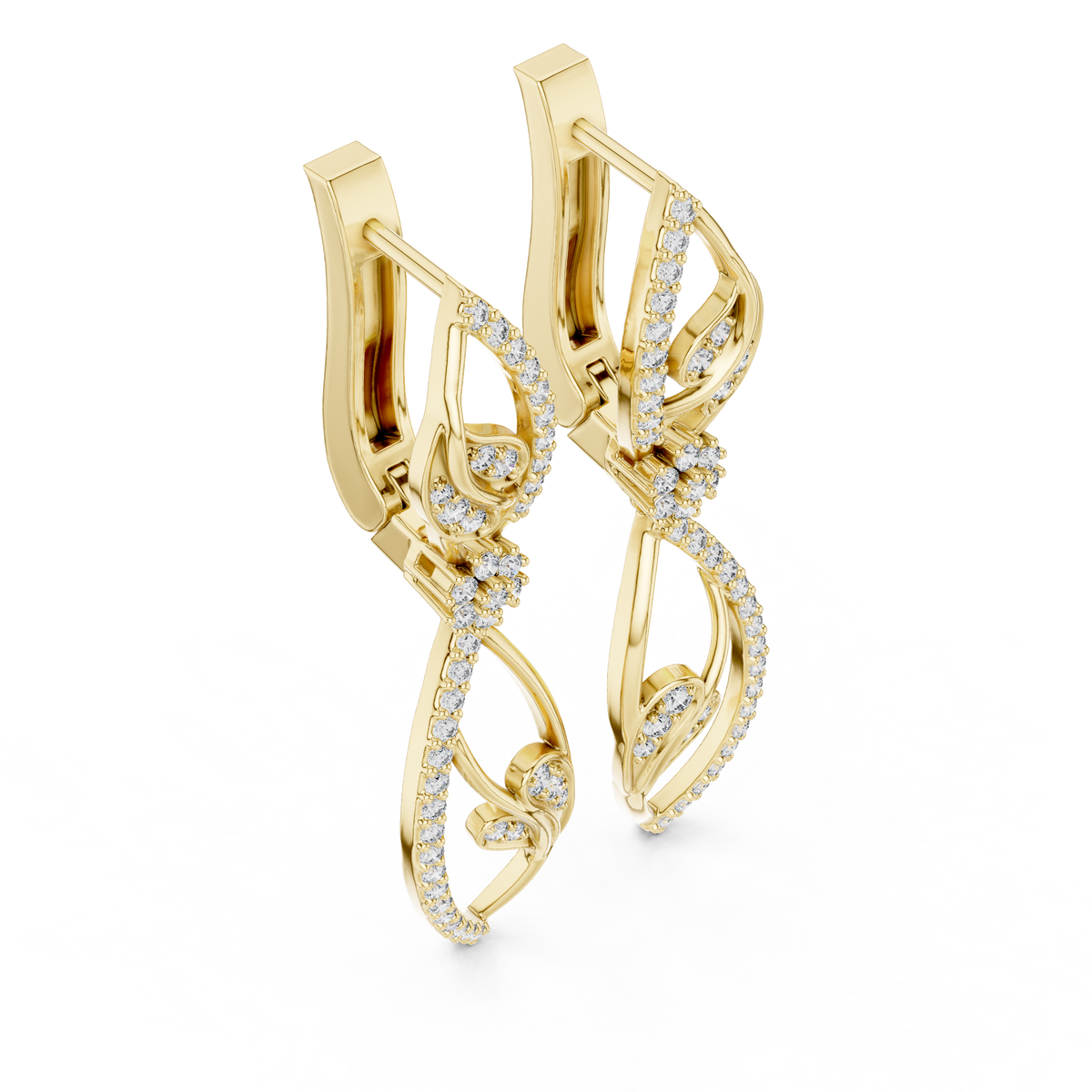 Elegant Vine Cascade Diamond Drop Earring