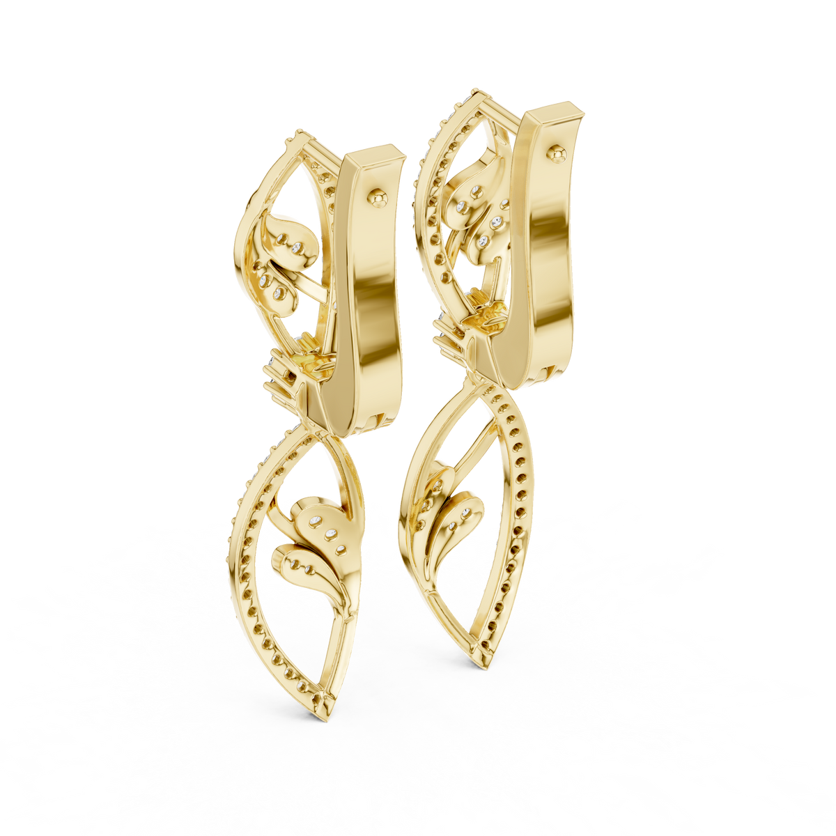 Elegant Vine Cascade Diamond Drop Earring