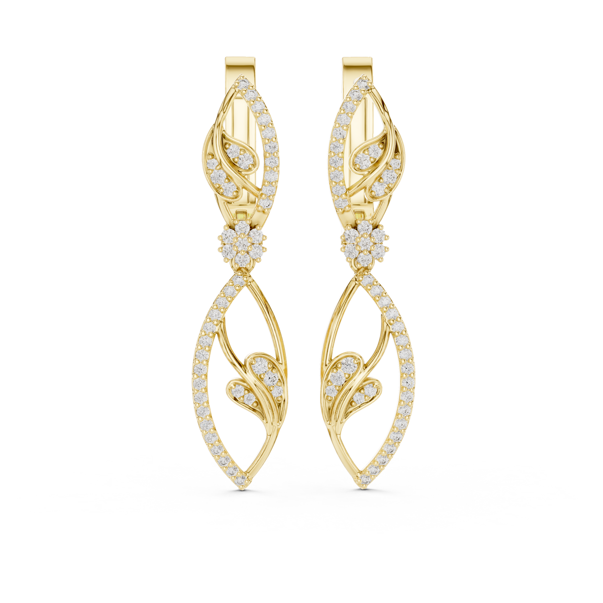 Elegant Vine Cascade Diamond Drop Earring