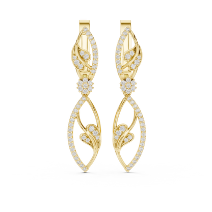 Elegant Vine Cascade Diamond Drop Earring