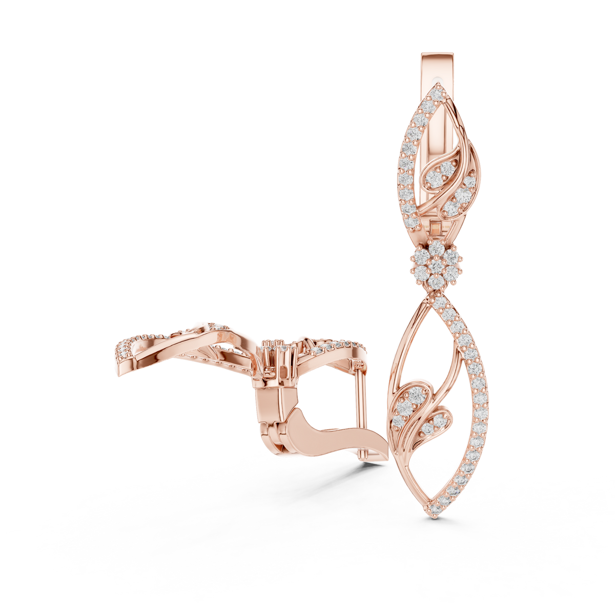 Elegant Vine Cascade Diamond Drop Earring