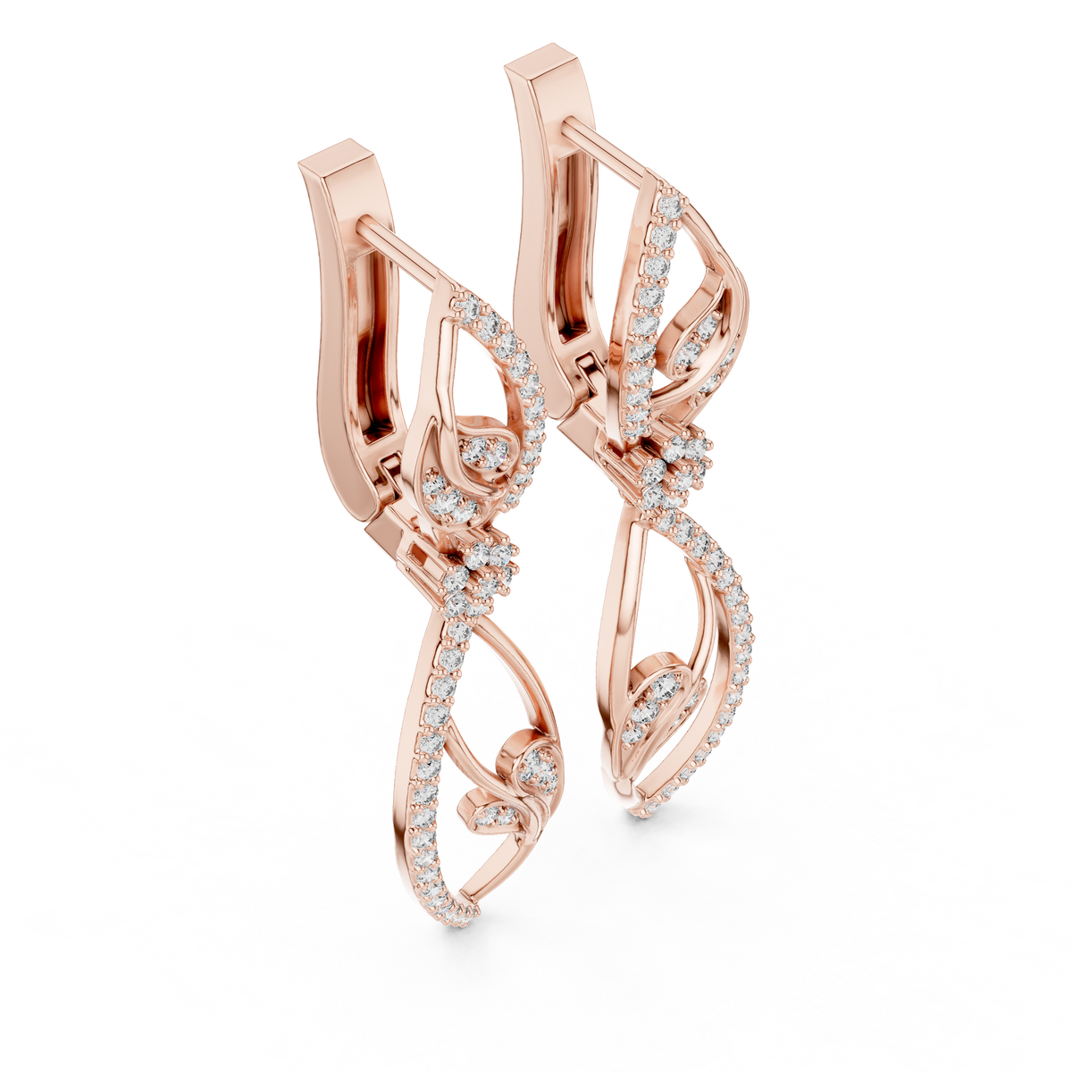 Elegant Vine Cascade Diamond Drop Earring