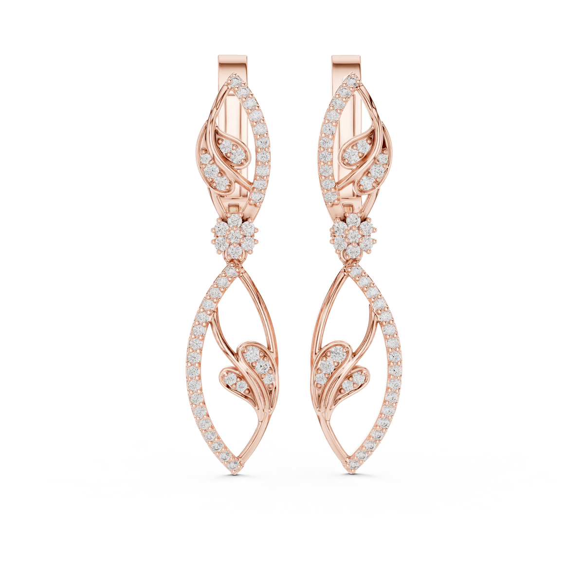 Elegant Vine Cascade Diamond Drop Earring