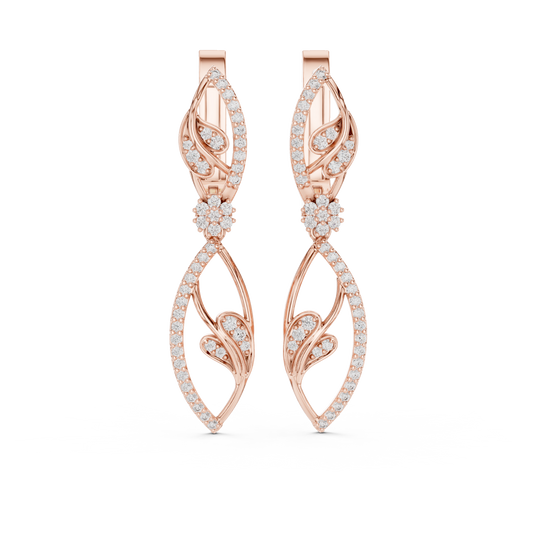Elegant Vine Cascade Diamond Drop Earring