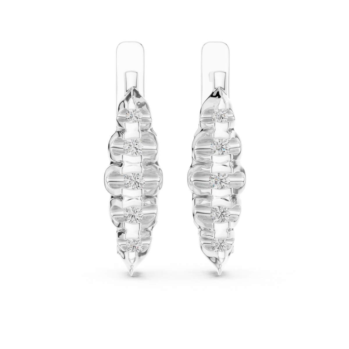 Elegant Ribbed Diamond Hoops