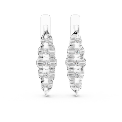 Elegant Ribbed Diamond Hoops