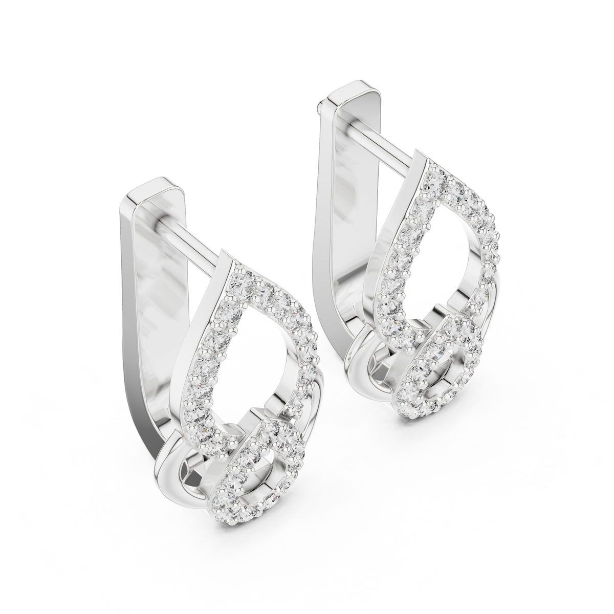 Elegant Double Teardrop Pavé Diamond Hoops