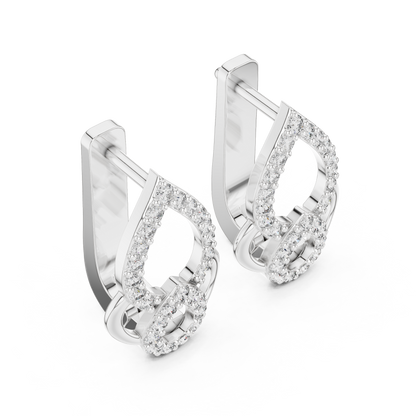 Elegant Double Teardrop Pavé Diamond Hoops