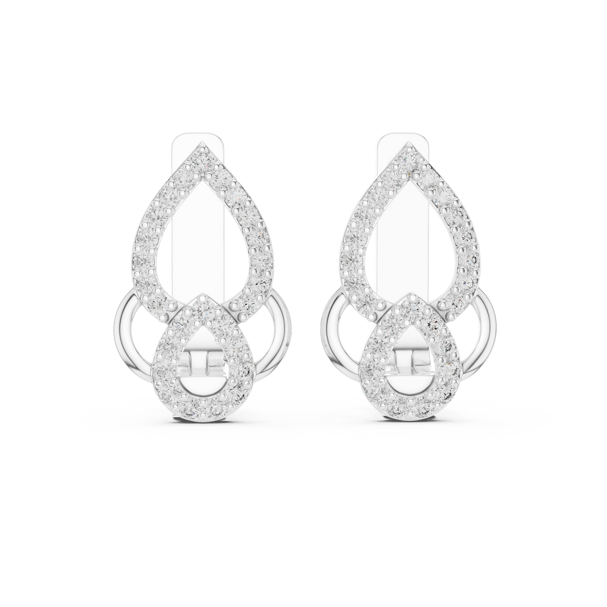 Elegant Double Teardrop Pavé Diamond Hoops