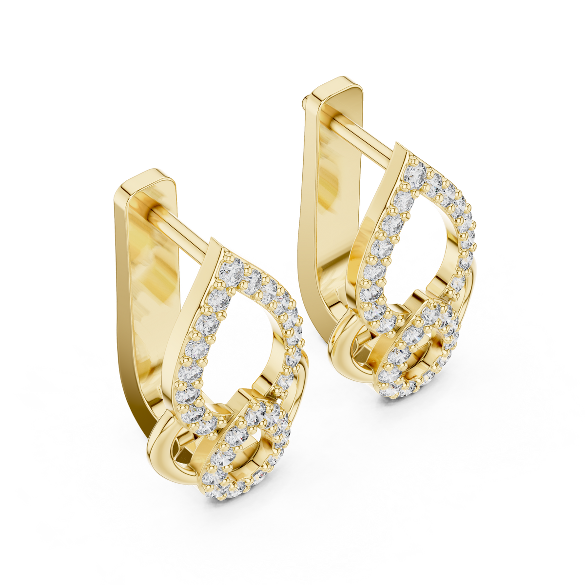 Elegant Double Teardrop Pavé Diamond Hoops