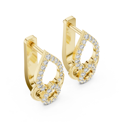 Elegant Double Teardrop Pavé Diamond Hoops