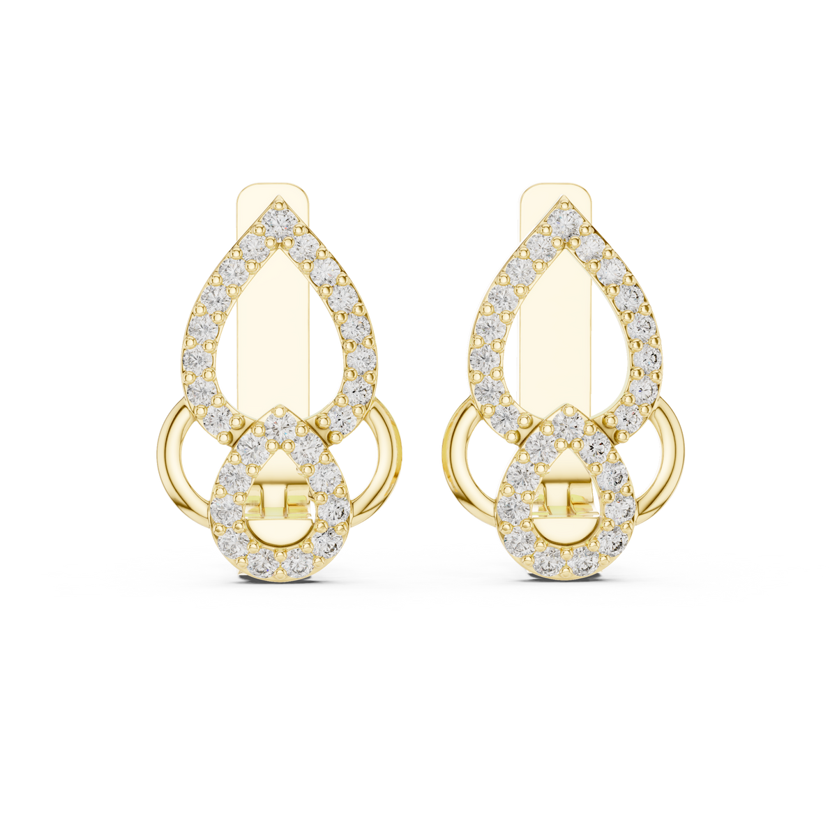 Elegant Double Teardrop Pavé Diamond Hoops