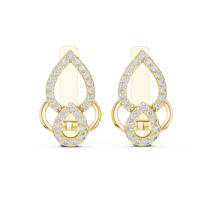 Elegant Double Teardrop Pavé Diamond Hoops