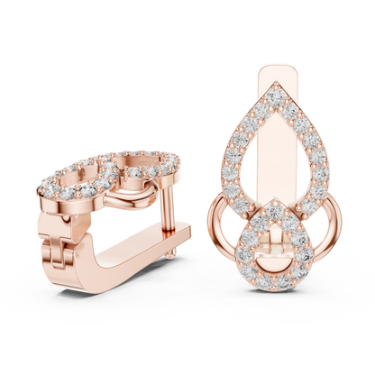 Elegant Double Teardrop Pavé Diamond Hoops
