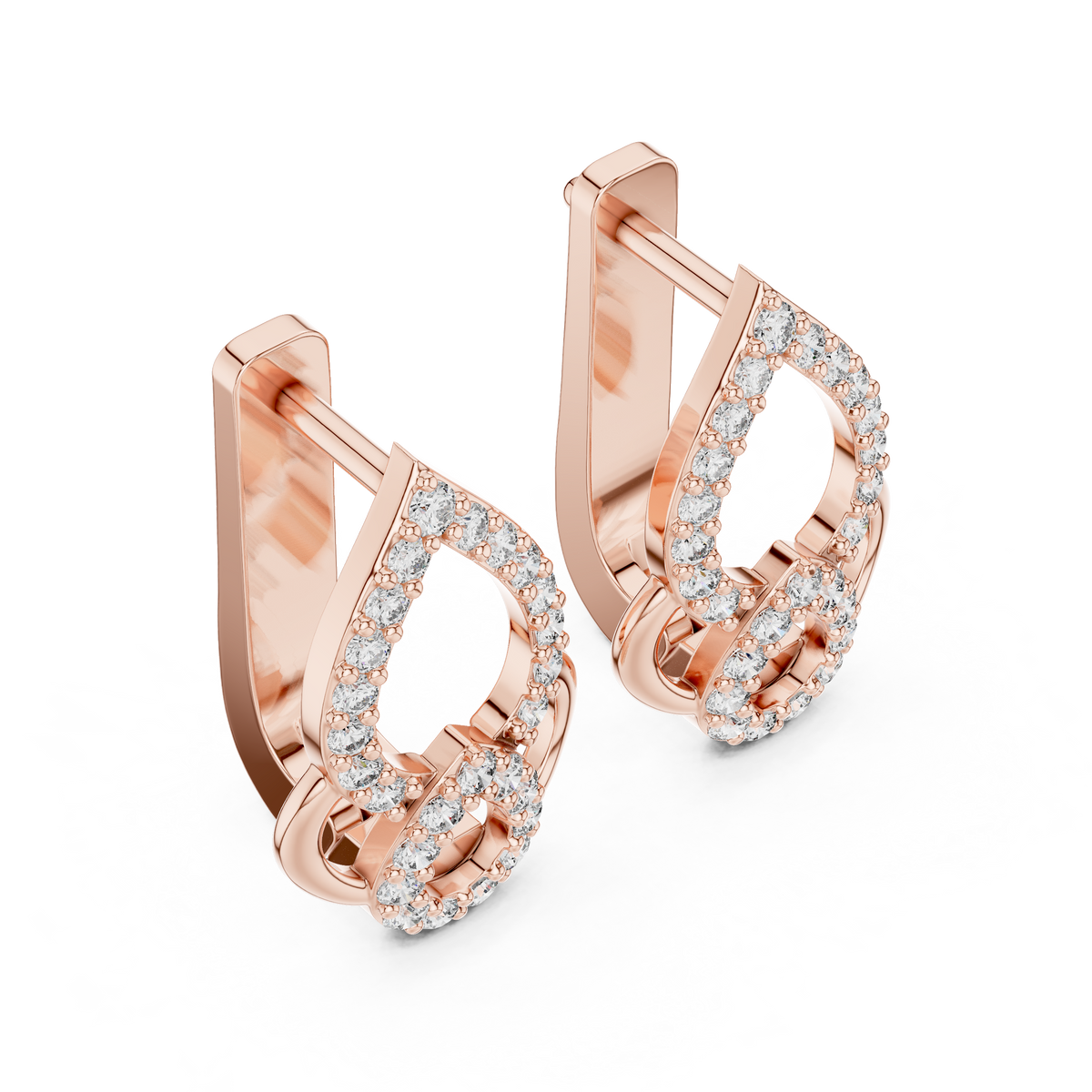Elegant Double Teardrop Pavé Diamond Hoops