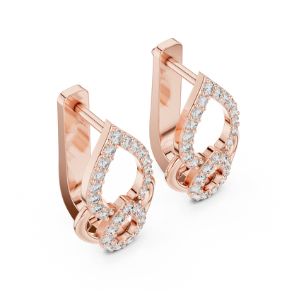 Elegant Double Teardrop Pavé Diamond Hoops