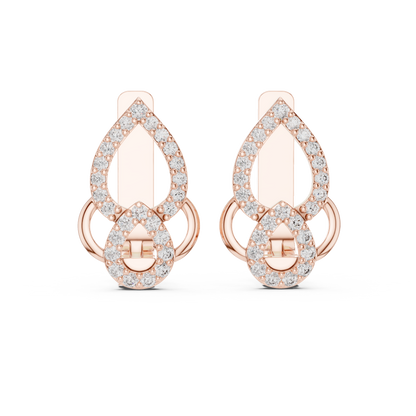 Elegant Double Teardrop Pavé Diamond Hoops