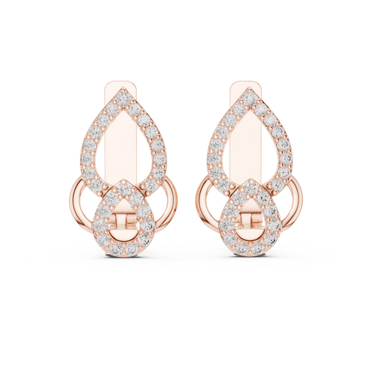 Elegant Double Teardrop Pavé Diamond Hoops