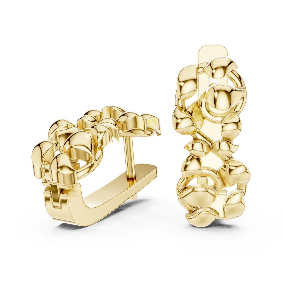 Sculpted Petal Cluster Gold Hoops