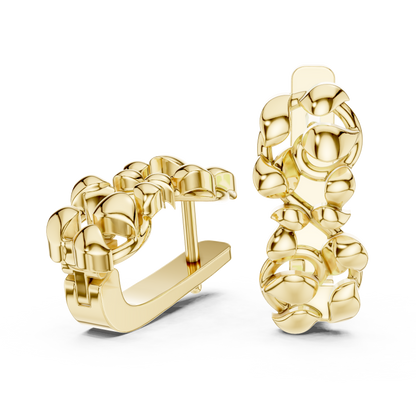 Sculpted Petal Cluster Gold Hoops