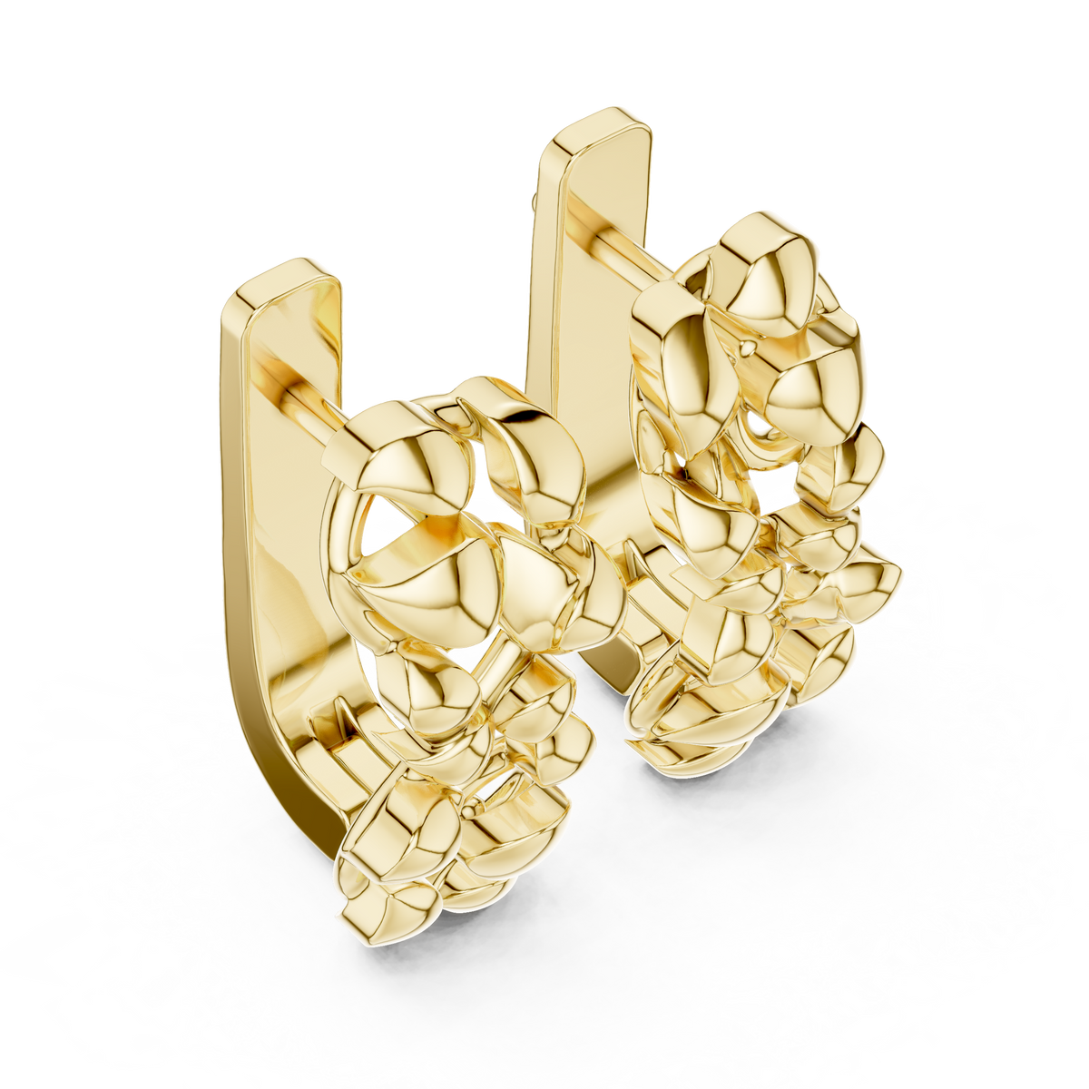 Sculpted Petal Cluster Gold Hoops