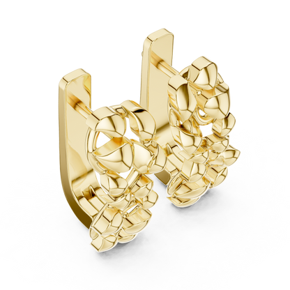 Sculpted Petal Cluster Gold Hoops