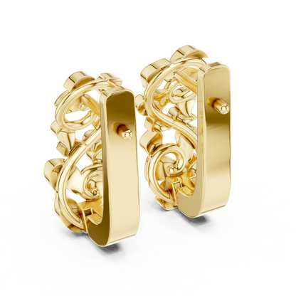 Sculpted Petal Cluster Gold Hoops
