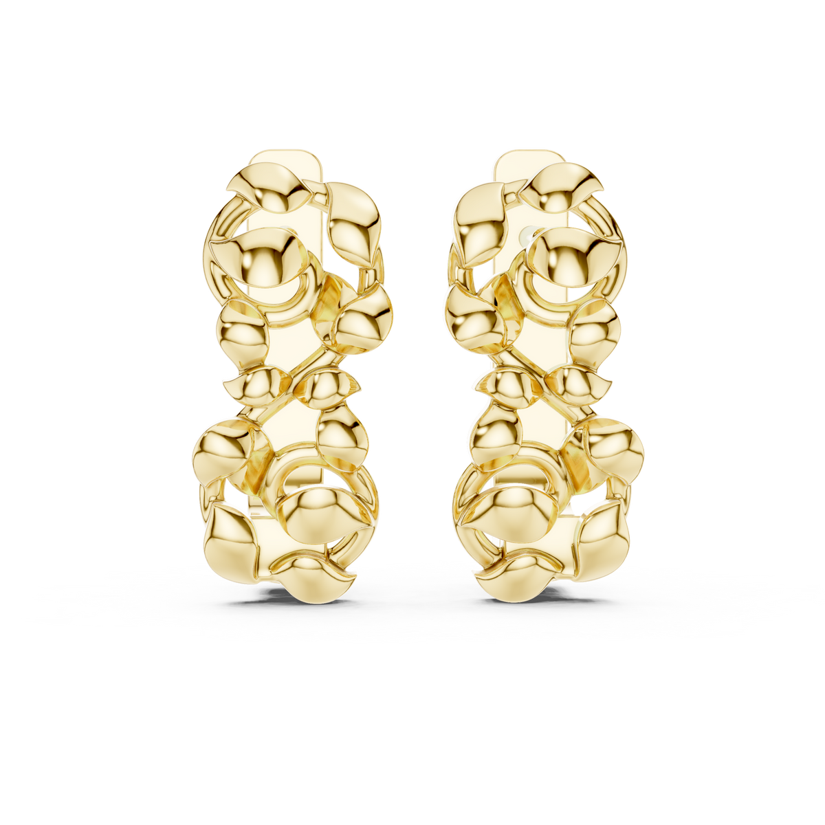 Sculpted Petal Cluster Gold Hoops