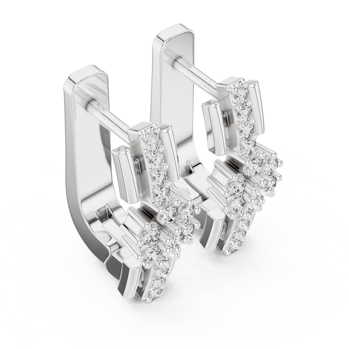 Geometric Floral Cluster Diamond Hoops