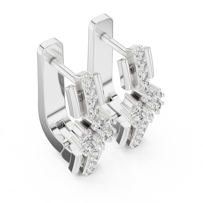 Geometric Floral Cluster Diamond Hoops