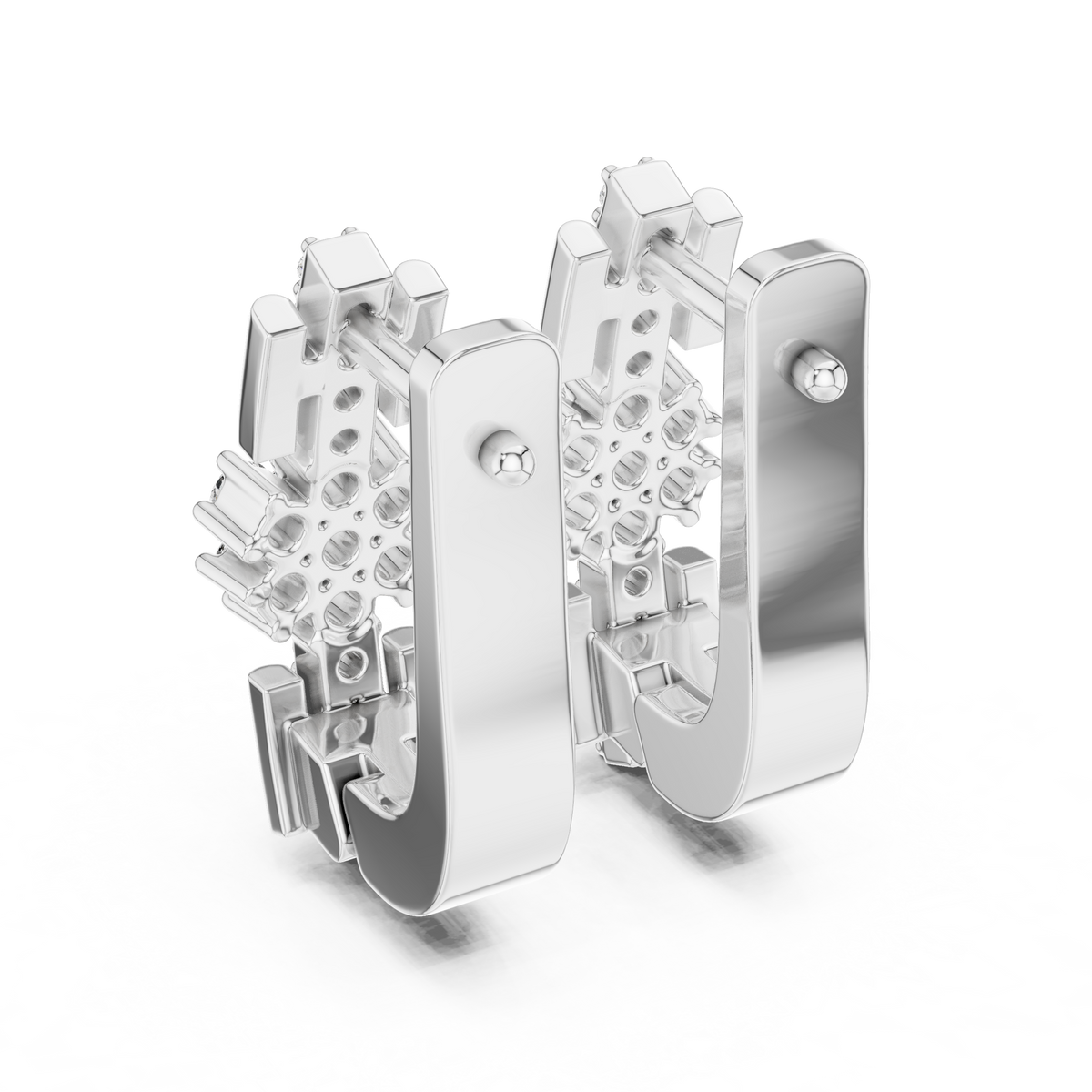 Geometric Floral Cluster Diamond Hoops