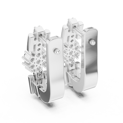 Geometric Floral Cluster Diamond Hoops