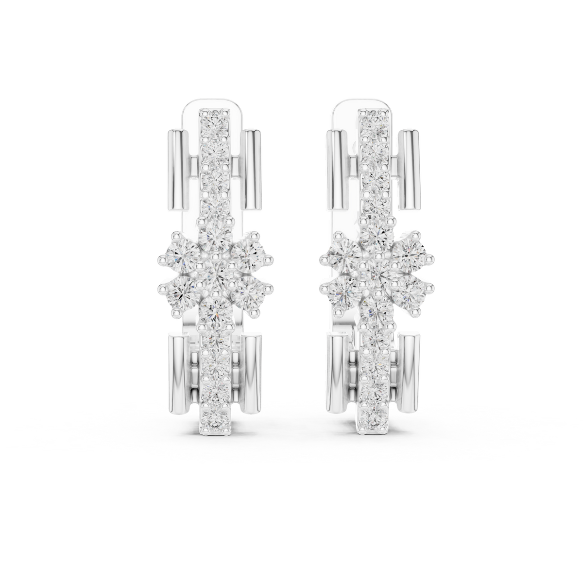 Geometric Floral Cluster Diamond Hoops