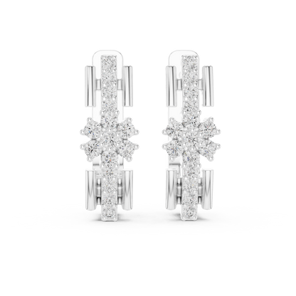 Geometric Floral Cluster Diamond Hoops