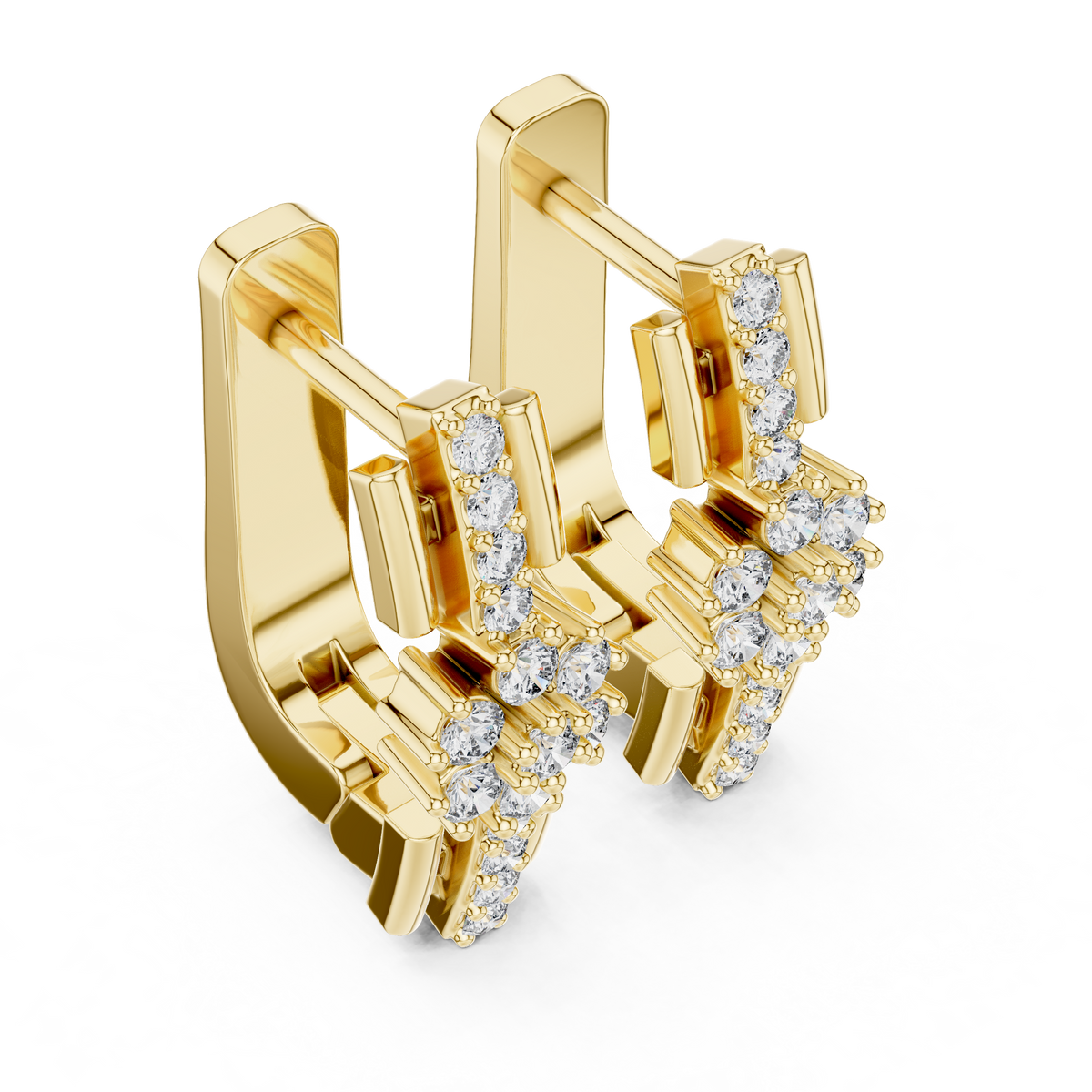Geometric Floral Cluster Diamond Hoops