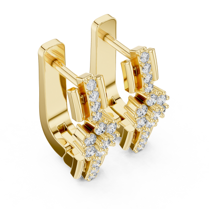 Geometric Floral Cluster Diamond Hoops